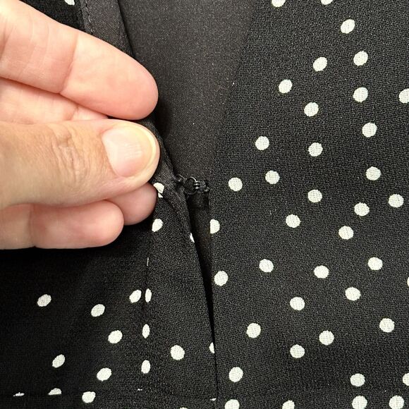 Revolve Shaycation Lisa Jumpsuit M Black White Polka Dot Wide Leg Packable Retro - Picture 4 of 10